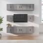 Set Mobili Porta TV 8pz Grigio Sonoma in Legno Multistrato Set Mobili Porta TV 8pz Grigio Sonoma in Legno Multistrato