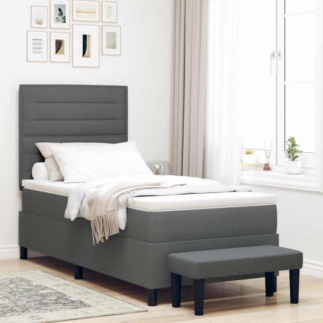 vidaXL Letto con Box Spring con Materasso e Panca Grigio Scuro 80x200 cm Tessuto
