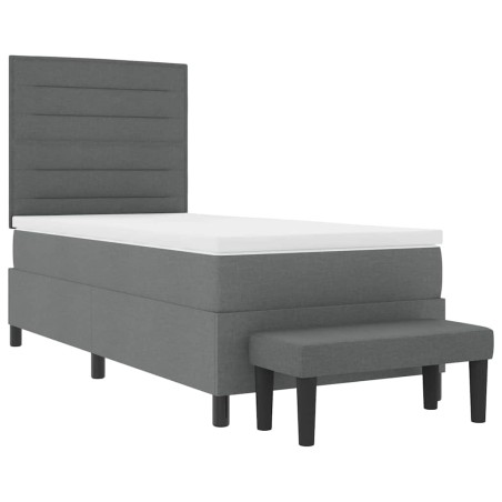 vidaXL Letto con Box Spring con Materasso e Panca Grigio Scuro 80x200 cm Tessuto