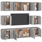 Set Mobili Porta TV 8pz Grigio Sonoma in Legno Multistrato Set Mobili Porta TV 8pz Grigio Sonoma in Legno Multistrato