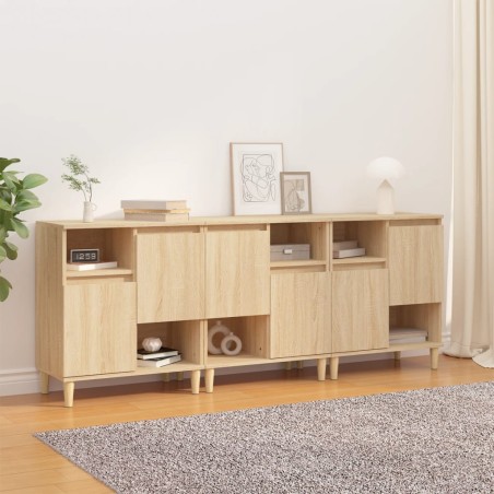 Credenze 3pz Rovere Sonoma 60x35x70 cm in Legno Multistrato