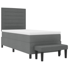 vidaXL Letto con Box Spring e Materasso & Panca Grigio Scuro 90x200 cm Tessuto