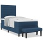 vidaXL Letto con Box Spring con Materasso e Panchina Blu 90x200 cm Tessuto