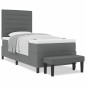 vidaXL Letto con Box Spring con Materasso & Panchina Grigio Scuro 100x200 cm Tessuto vidaXL Letto con Box Spring con Materasso & Panchina Grigio Scuro 100x200 cm Tessuto
