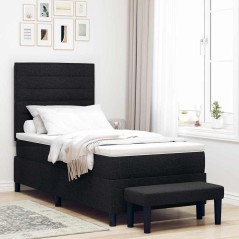 vidaXL Letto con Box Spring e Materasso in Tessuto Nero 100x200 cm