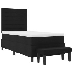 vidaXL Letto con Box Spring e Materasso in Tessuto Nero 100x200 cm