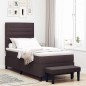 vidaXL Letto a molle con materasso e panca marrone scuro 100x200 cm Tessuto vidaXL Letto a molle con materasso e panca marrone scuro 100x200 cm Tessuto