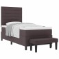 vidaXL Letto a molle con materasso e panca marrone scuro 100x200 cm Tessuto vidaXL Letto a molle con materasso e panca marrone scuro 100x200 cm Tessuto