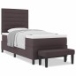 vidaXL Letto a molle con materasso e panca marrone scuro 100x200 cm Tessuto vidaXL Letto a molle con materasso e panca marrone scuro 100x200 cm Tessuto