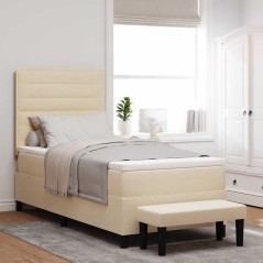 vidaXL Letto Box Spring con Materasso e Panchina Crema 100x200 cm Tessuto