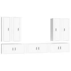 Set di Mobili Porta TV 7 pz Bianco in Legno Multistrato