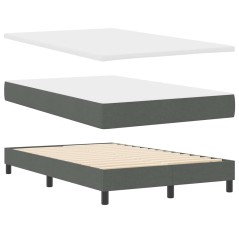 vidaXL Letto a Molle con Materasso e Panca Grigio Scuro 120x190 cm Tessuto