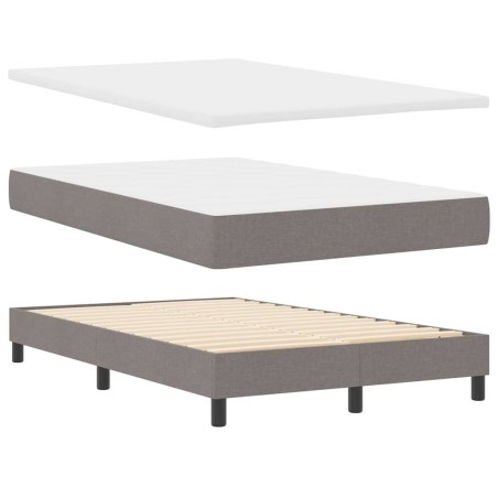 vidaXL Letto con box spring con materasso e panchina taupe 120x190 cm in tessuto