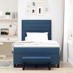 vidaXL Letto a Molle con Materasso & Panchina Blu 120x190 cm Tessuto