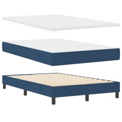 vidaXL Letto a Molle con Materasso & Panchina Blu 120x190 cm Tessuto
