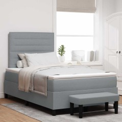 vidaXL Letto Box Spring con Materasso e Panchina Grigio Chiaro 120x200 cm Tessuto