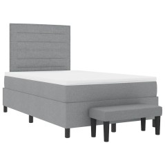 vidaXL Letto Box Spring con Materasso e Panchina Grigio Chiaro 120x200 cm Tessuto