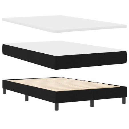 vidaXL Letto Box Spring con Materasso e Panchina Nera 120x200 cm Tessuto