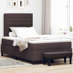 vidaXL Letto con Box Spring e Materasso & Panchina Marrone Scuro 120x200 cm Tessuto
