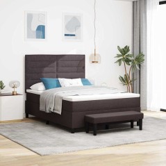 vidaXL Rete a Molle con Materasso e Panchetto Marrone Scuro 140x190 cm Tessuto
