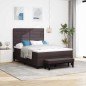 vidaXL Rete a Molle con Materasso e Panchetto Marrone Scuro 140x190 cm Tessuto vidaXL Rete a Molle con Materasso e Panchetto Marrone Scuro 140x190 cm Tessuto