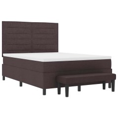 vidaXL Rete a Molle con Materasso e Panchetto Marrone Scuro 140x190 cm Tessuto