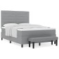 vidaXL Letto a Molle con Materasso & Panchina Grigio Chiaro 160x200 cm Tessuto vidaXL Letto a Molle con Materasso & Panchina Grigio Chiaro 160x200 cm Tessuto