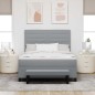 vidaXL Letto a Molle con Materasso & Panchina Grigio Chiaro 160x200 cm Tessuto vidaXL Letto a Molle con Materasso & Panchina Grigio Chiaro 160x200 cm Tessuto