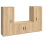 Set di Mobili Porta TV 3 pz Rovere Sonoma in Legno Multistrato Set di Mobili Porta TV 3 pz Rovere Sonoma in Legno Multistrato