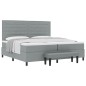 vidaXL Letto a Molle con Materasso e Panchina Grigio Chiaro 200x200 cm Tessuto vidaXL Letto a Molle con Materasso e Panchina Grigio Chiaro 200x200 cm Tessuto