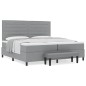 vidaXL Letto a Molle con Materasso e Panchina Grigio Chiaro 200x200 cm Tessuto vidaXL Letto a Molle con Materasso e Panchina Grigio Chiaro 200x200 cm Tessuto