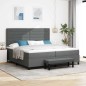 vidaXL Letto Box Spring con Materasso & Panchina Grigio Scuro 200x200 cm Tessuto