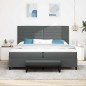 vidaXL Letto Box Spring con Materasso & Panchina Grigio Scuro 200x200 cm Tessuto