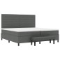 vidaXL Letto Box Spring con Materasso & Panchina Grigio Scuro 200x200 cm Tessuto