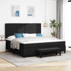 vidaXL Letto con Box Spring con Materasso & Panca Nera 200x200 cm Tessuto