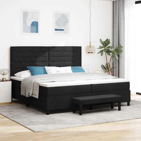 vidaXL Letto con Box Spring con Materasso & Panca Nera 200x200 cm Tessuto