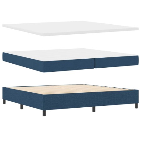 vidaXL Letto a Molle con Materasso e Panchetta Blu 200x200 cm in Tessuto