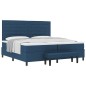 vidaXL Letto a Molle con Materasso e Panchetta Blu 200x200 cm in Tessuto