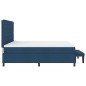vidaXL Letto a Molle con Materasso e Panchetta Blu 200x200 cm in Tessuto