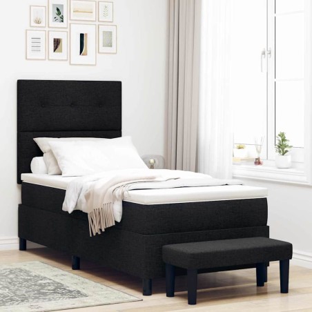 vidaXL Letto con Rete con Materasso e Panchina Nero 80x200 cm Tessuto