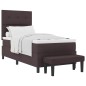 vidaXL Letto con box spring con materasso e panchina marrone scuro 80x200 cm tessuto