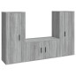 Set Mobili Porta TV 3 pz Grigio Sonoma in Legno Multistrato Set Mobili Porta TV 3 pz Grigio Sonoma in Legno Multistrato