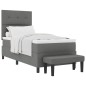 vidaXL Letto a Molle con Materasso e Panca Grigio Scuro 90x190 cm Tessuto