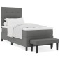 vidaXL Letto a Molle con Materasso e Panca Grigio Scuro 90x190 cm Tessuto