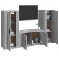 Set Mobili Porta TV 3 pz Grigio Sonoma in Legno Multistrato Set Mobili Porta TV 3 pz Grigio Sonoma in Legno Multistrato