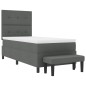 vidaXL Letto a Molle con Materasso e Panca Grigio Scuro 90x190 cm Tessuto