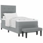 vidaXL Letto box spring con materasso e panchina grigio chiaro 100x200 cm tessuto