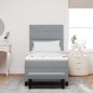 vidaXL Letto box spring con materasso e panchina grigio chiaro 100x200 cm tessuto