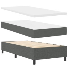 vidaXL Letto a Box Spring con Materasso & Panca Grigio Scuro 100x200 cm Tessuto