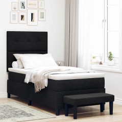 vidaXL Letto con Box Spring e Materasso e Panchina Nero 100x200 cm Tessuto